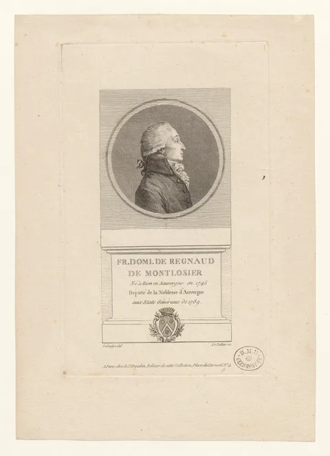 Charles Toussaint Labadye, Fr. Domi. de Regnaud de Montlosier : Né à Riom en Auvergne en 1745, Député de la Noblesse d'Auvergne aux Etats Généraux de 1789 BOYER 1844
