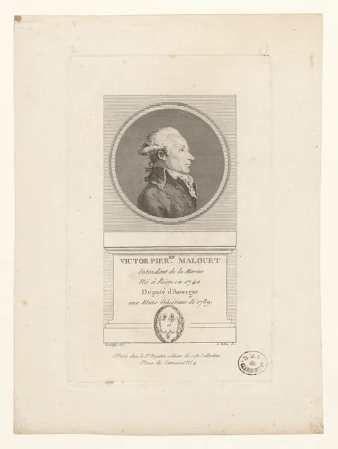 Charles Toussaint Labadye, Victor Pierre Malouet : Intendant de la Marine, Né à Riôm en 1740, Député d'Auvergne aux Etats Généraux de 1789 BOYER 1602