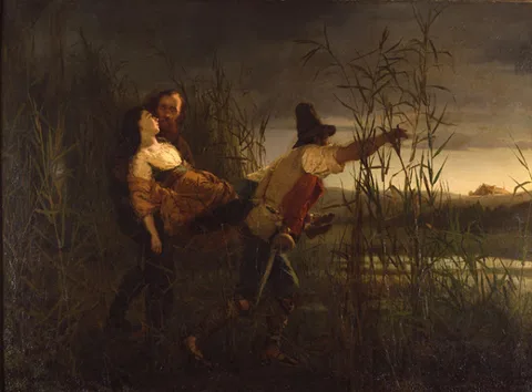Pietro Bouvier, Giuseppe Garibaldi and Leggero carry a dying Anita