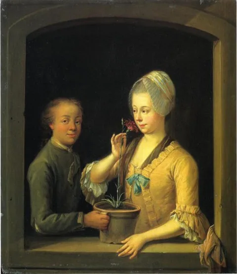 Johann Andreas Herrlein, A Woman and a Young Man at a Window