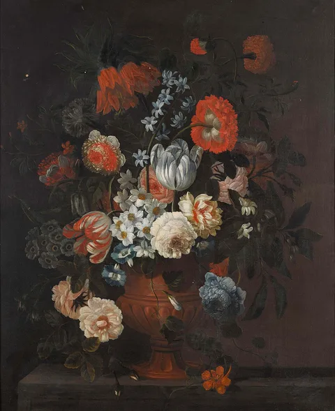 Simon Hardimé, Still Life Of Tulips, Narcissi, Roses, Peonies, Carnations