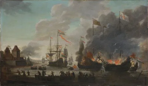 Jan van Leyden, The Dutch Burning English Ships during the Dutch Raid on the Medway, 20 June 1667