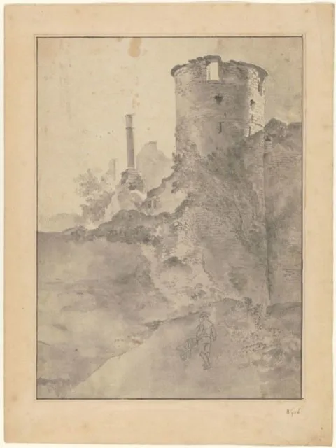Jan Willemsz Lapp, View of an Italianate Round Tower by a Ruined Wall