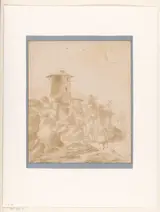 Jan Willemsz Lapp, View of an Italianate Round Tower on a Rock