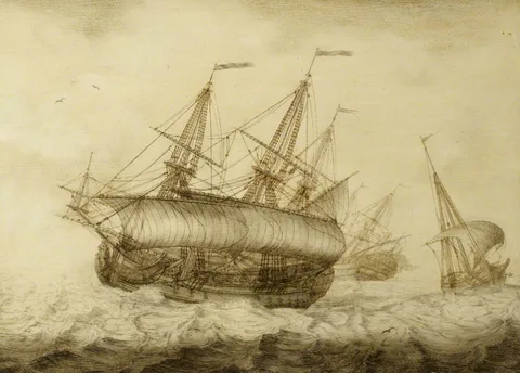 Cornelis Boumeester, An English Fourth-Rate Close-Hauled in a Breeze