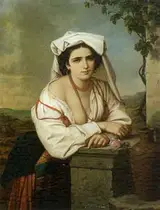 Augusto Tominz, Young woman from Rome before Campagna landscape