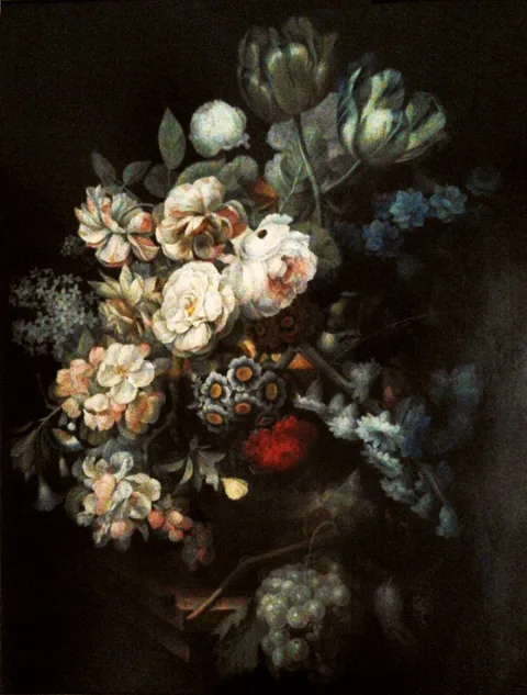 Johann Knapp, Still life with flowers and fruit.