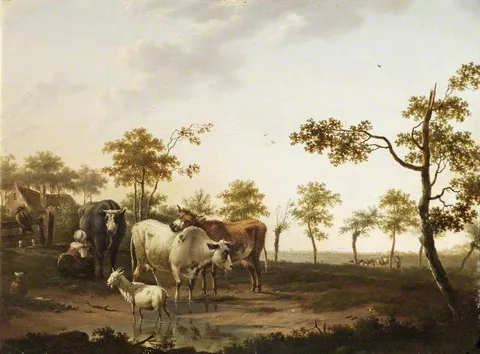 Dionys van Dongen, Cows with a Goat in a Landscape