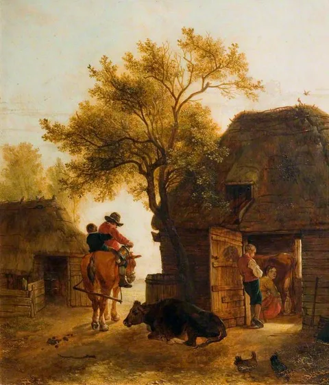 James M. Burnet, Farmyard: Evening, Milking Time