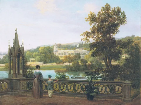 Carl Daniel Freydanck, View of Glienicke castle from Babelsberg