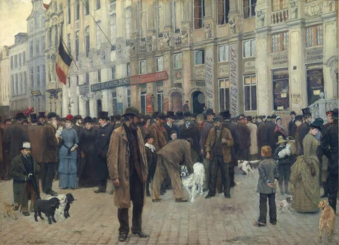 Eugène van Gelder, The dog market on the Grand Square in Brussels