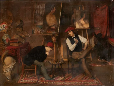 Eugène van Gelder, Chess players in the artist's studio