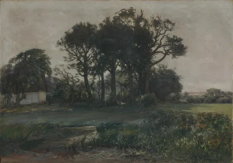 Hans Dall, Autumn landscape with a cottage.