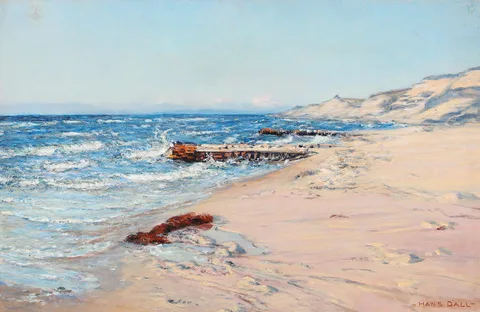 Hans Dall, Coastal scenery with beach dunes.