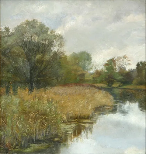 Gustav Vilhelm Blom, A forest lake with rushes.