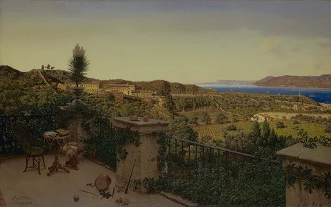Emil Holm, View of the Straits of Messina from a Country House