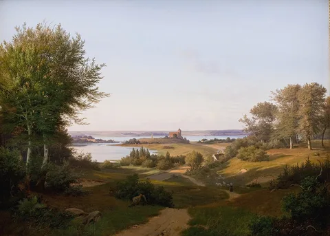 Andreas Juuel, View of the Hill at Skanderborg Castle, Jutland, and the Memorial to frederik VI