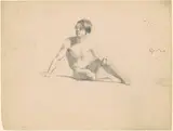 James Goodwyn Clonney, Seated Male Nude [recto]