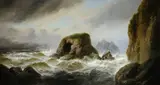George Henry Jenkins, A Sea-girt Rock in Choppy Water