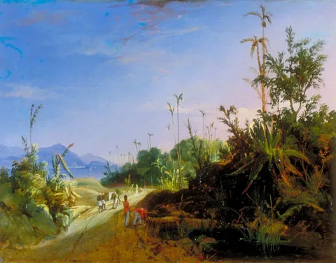 James Miller Huggins, View in Ceylon with Soldiers and Natives on a Road