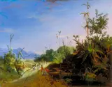 James Miller Huggins, View in Ceylon with Soldiers and Natives on a Road