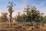 Alexander Schramm, An Aboriginal encampment, near the Adelaide foothills