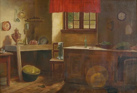 Harald Schiødte, Interior from a kitchen.