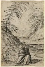 Hermann Weyer, Desert Landscape with a Hermit (verso)