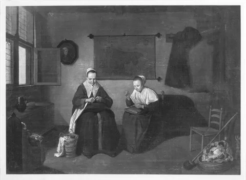 Ignaz Alois Frey, The white goods seamstresses (after Brekelenkam)