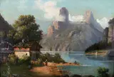 August Peters, Cottage with lake and mountains