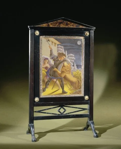 Franz Anton Siebel, Lichtscherm met een gevechtscène tussen een man en een leeuw