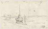 Arnoldus Johannes Eymer, Rivieroever met twee figuren bij een boot