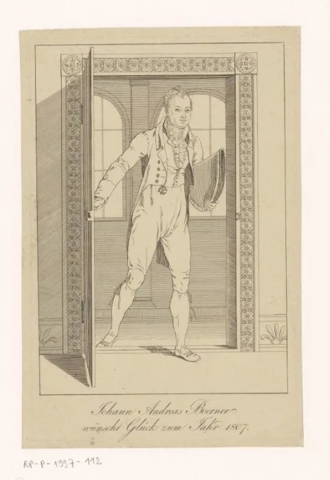 Johann Andreas Boerner, Zelfportret van kunsthandelaar Johann Andreas Boerner als nieuwjaarswens voor 1807