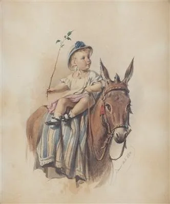 Franz Pitner, A donkey with a young rider