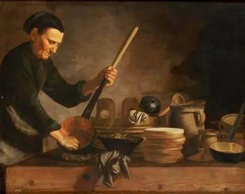Martin Dichtl, Old woman, cleaning a steel pan