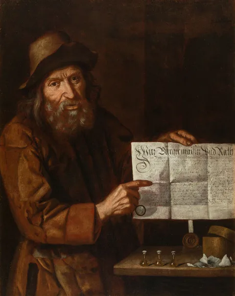 Martin Dichtl, Old Man with a Document (Quack)