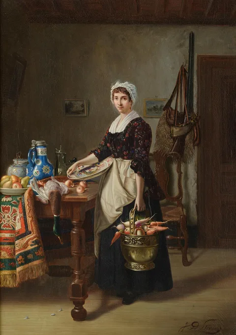 Jean Daniel Stevens, A maid preparing the meal