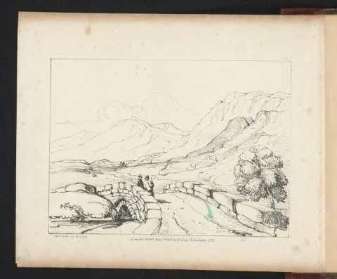 George Hunt, Landschap met brug nabij Harlech