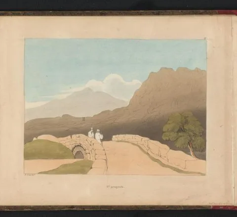 George Hunt, Landschap met brug nabij Harlech