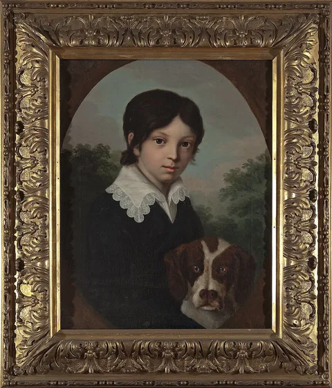 Joseph Sonntag, Childhood portrait of Oleś Walicki (1805–1831) with a dog
