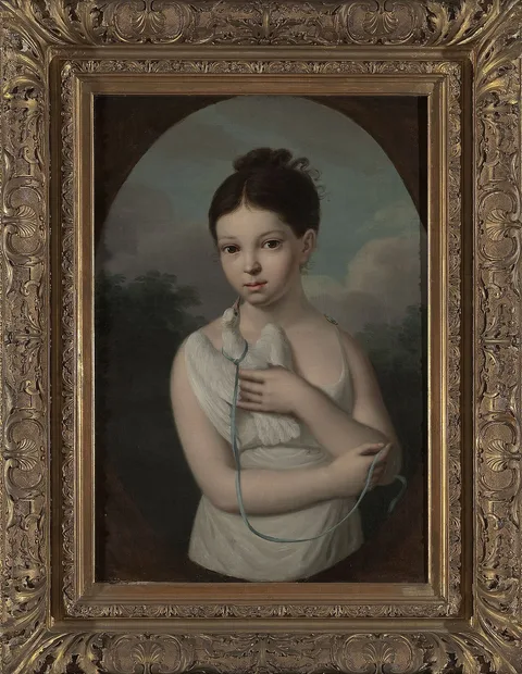 Joseph Sonntag, Portrait of Józia Walicka (1808–1880) with a dove