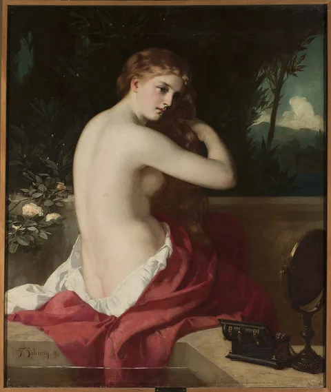 Felix Schurig, Woman combing her hair.