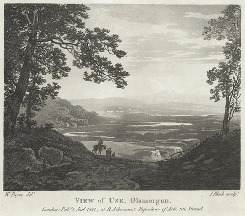 John Bluck, View of Usk, Glamorgan. Monmouthshire