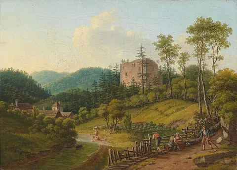 Franz Scheyerer, The old castle  Rain