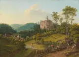 Franz Scheyerer, The old castle  Rain