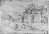 Battista Vicentino, Landscape with Temple Ruins with Caryatids