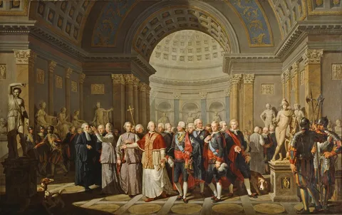 Bénigne Gagneraux, The Pope Pius VI Showing King Gustavus III the Vatican Galleries