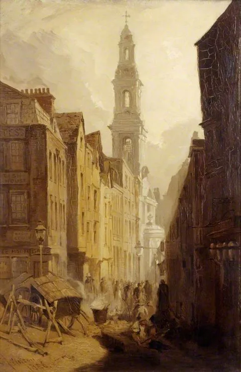 Charles John Watson, Drury Court with the Church of St Mary-le-Strand, London
