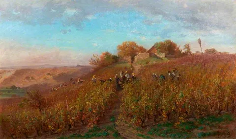 Paul Edouard Rischgitz, Vintage on the Slopes of the Arve near Geneva