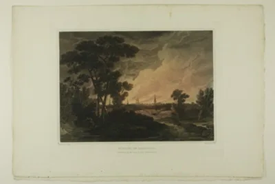 John Hill, Burning of Savannah, plate four of the second number of Picturesque Views of American Scenery